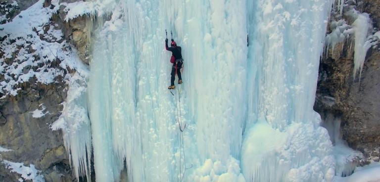 Climbing the frozen Montenegro waterfalls
